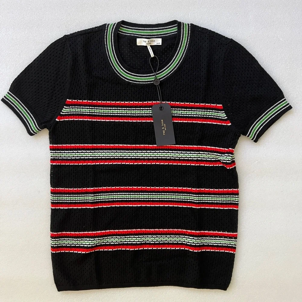 rag and bone Darcie Short Sleeve Mesh Pullover